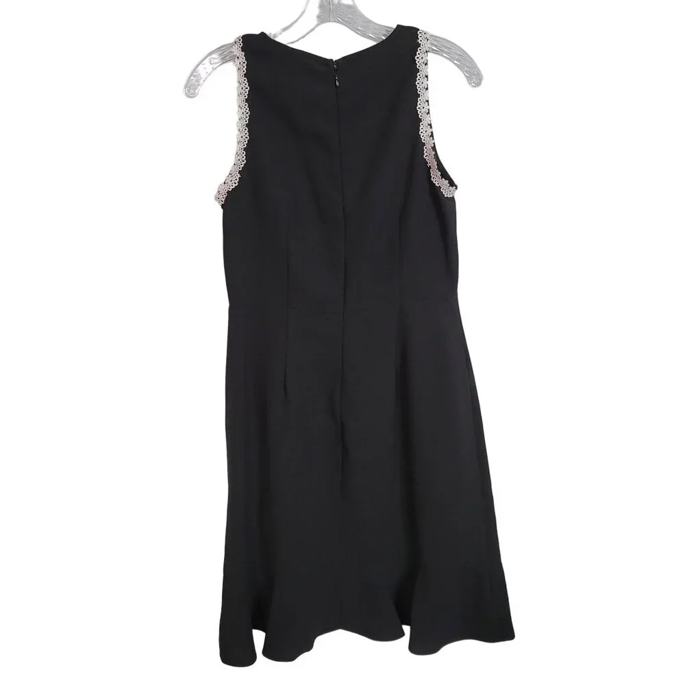 Nanette Lepore Sz 4 Dress Sleeveless Lace Trim Cascading Front Ruffle Flared Hem - Picture 3 of 11